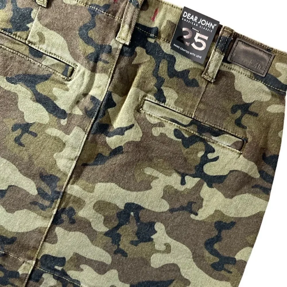 Dear John Jean Mini Skirt Camo Green Size 25 (NWT)